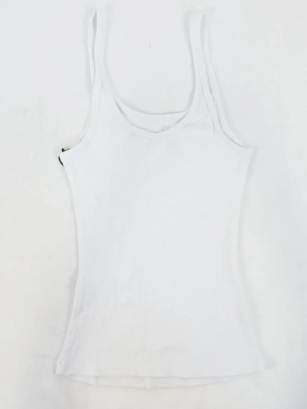 ALO Yoga White Ribbed Tank Top with Black Logo